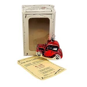 Vintage 1983 Inge Glass Red Silver Car Automobile Christmas Ornament In Box EUC